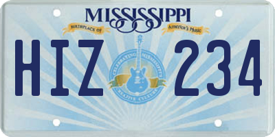 MS license plate HIZ234