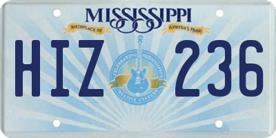 MS license plate HIZ236