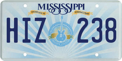 MS license plate HIZ238