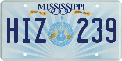 MS license plate HIZ239