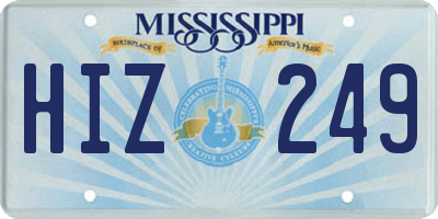 MS license plate HIZ249