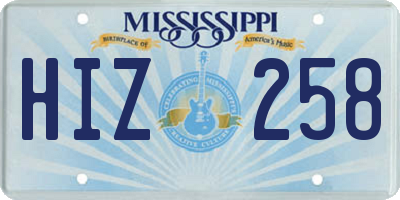 MS license plate HIZ258