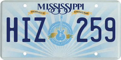 MS license plate HIZ259
