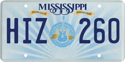 MS license plate HIZ260