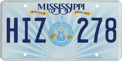 MS license plate HIZ278