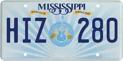 MS license plate HIZ280