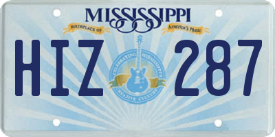MS license plate HIZ287