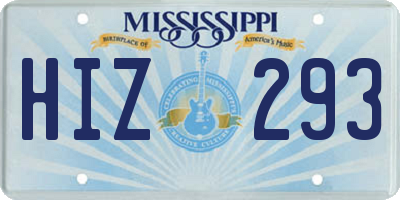 MS license plate HIZ293