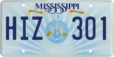 MS license plate HIZ301