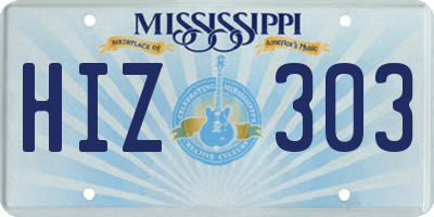 MS license plate HIZ303