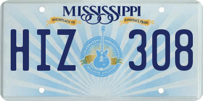 MS license plate HIZ308