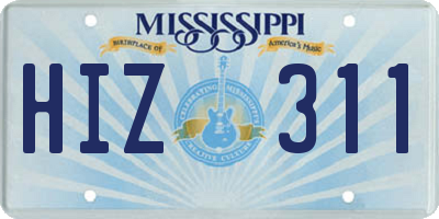 MS license plate HIZ311
