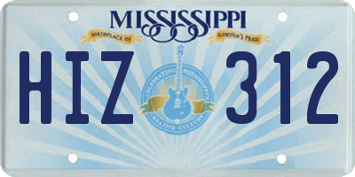 MS license plate HIZ312