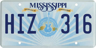 MS license plate HIZ316