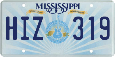 MS license plate HIZ319