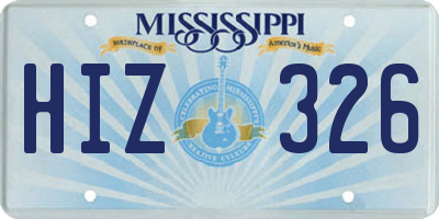 MS license plate HIZ326