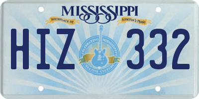 MS license plate HIZ332