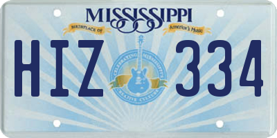 MS license plate HIZ334