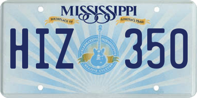 MS license plate HIZ350