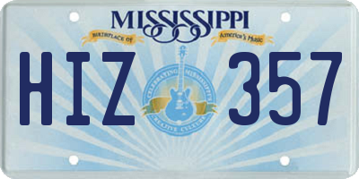 MS license plate HIZ357