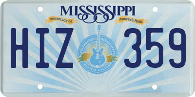 MS license plate HIZ359