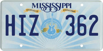 MS license plate HIZ362