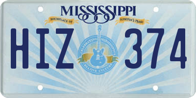 MS license plate HIZ374