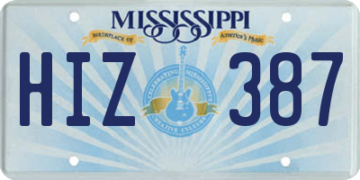MS license plate HIZ387