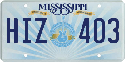 MS license plate HIZ403