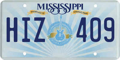 MS license plate HIZ409