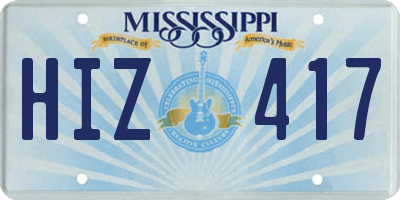 MS license plate HIZ417