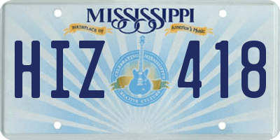 MS license plate HIZ418