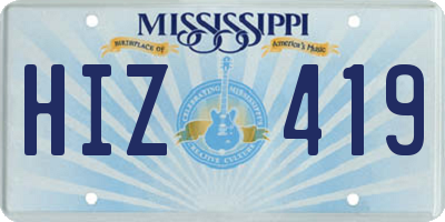 MS license plate HIZ419