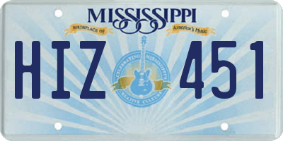 MS license plate HIZ451