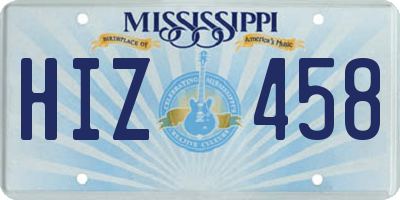 MS license plate HIZ458