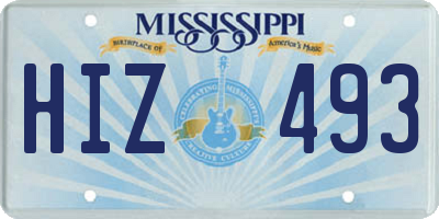 MS license plate HIZ493