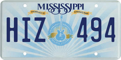 MS license plate HIZ494