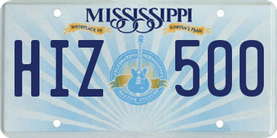 MS license plate HIZ500