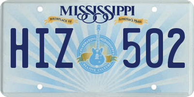 MS license plate HIZ502