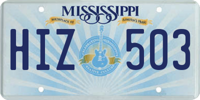 MS license plate HIZ503