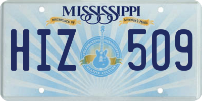 MS license plate HIZ509