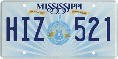 MS license plate HIZ521