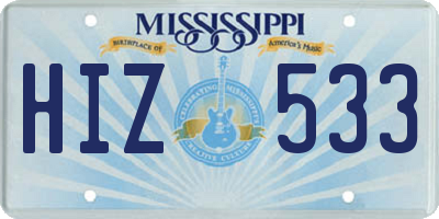 MS license plate HIZ533