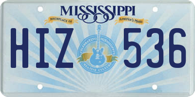 MS license plate HIZ536