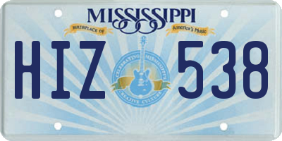 MS license plate HIZ538
