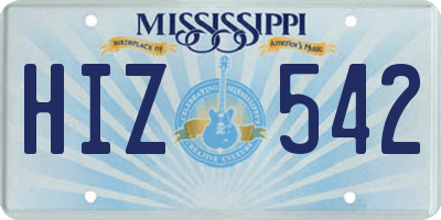 MS license plate HIZ542