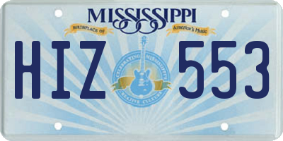 MS license plate HIZ553