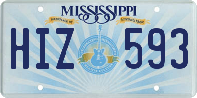 MS license plate HIZ593
