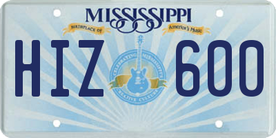 MS license plate HIZ600