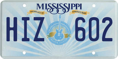 MS license plate HIZ602